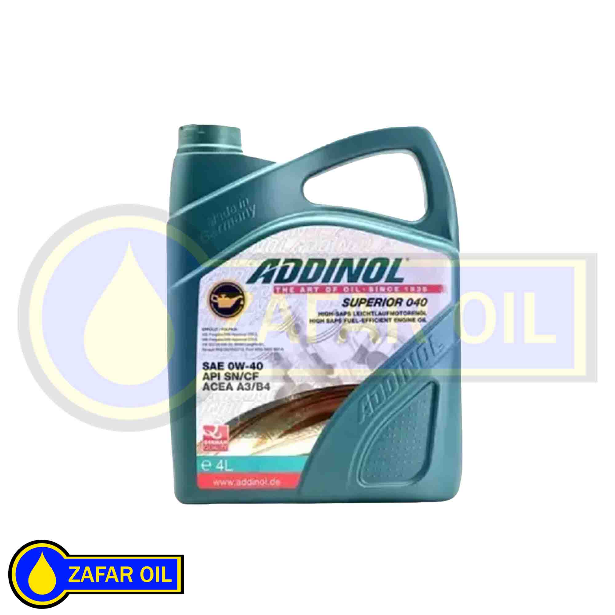 13 - روغن موتور ادینول 0w-40 SN روغن موتور ادینول 0W40 sn چهار لیتری - Image 1